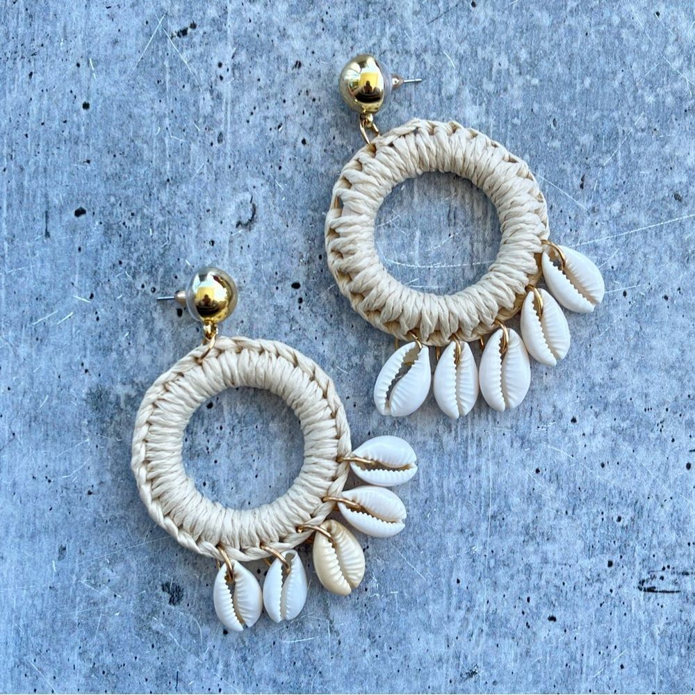 Raffia Puka Shell Earrings